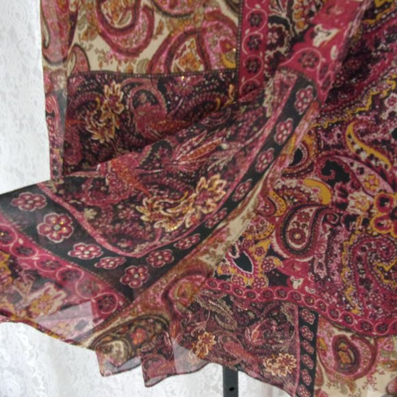 Paisley Rust Black Print Mini/Maxi Skirt Studio By Liz Claiborne - Picture 3 of 4